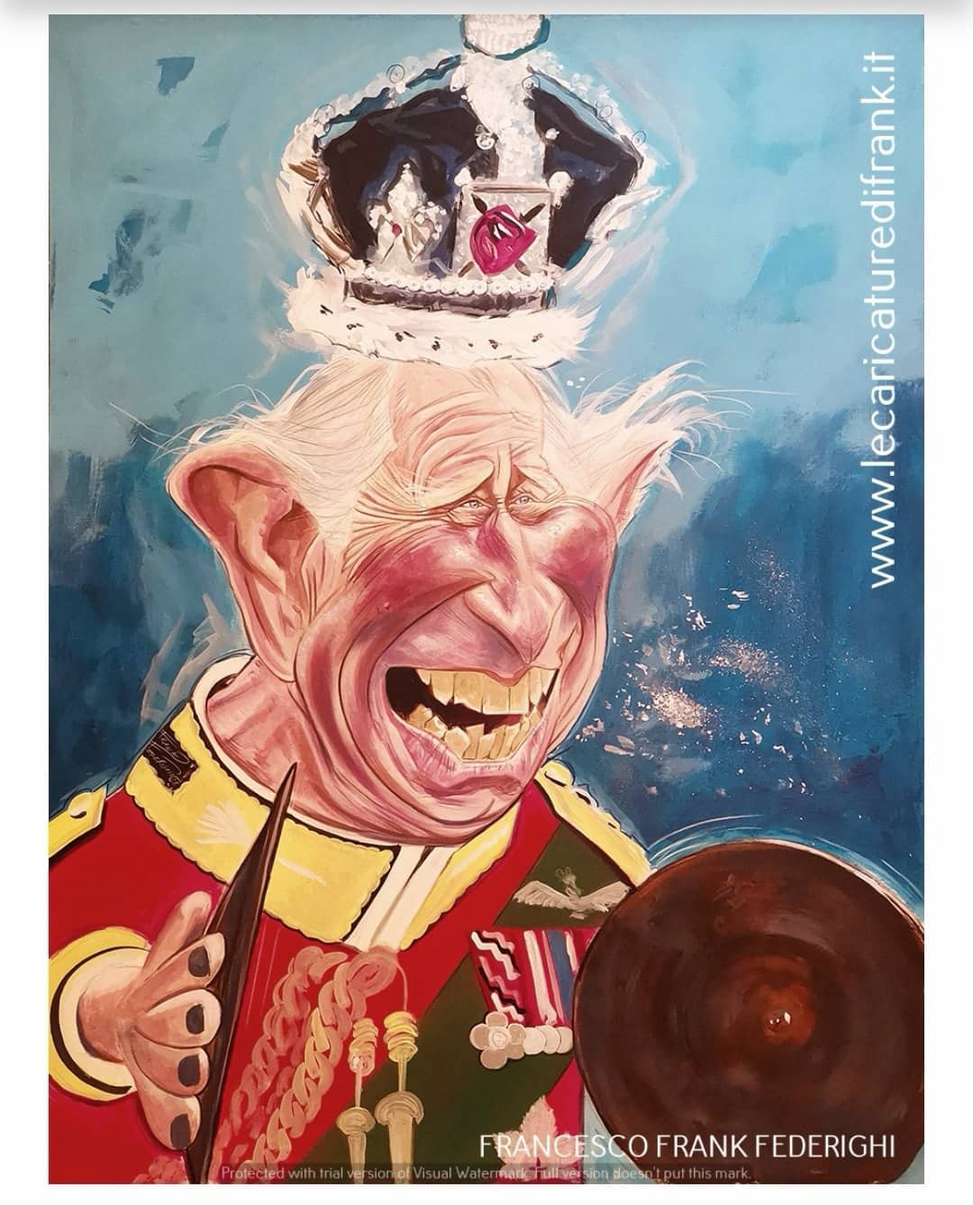 caricatura di Carlo III che fa "casino" caricatura di Carlo III che fa "casino"