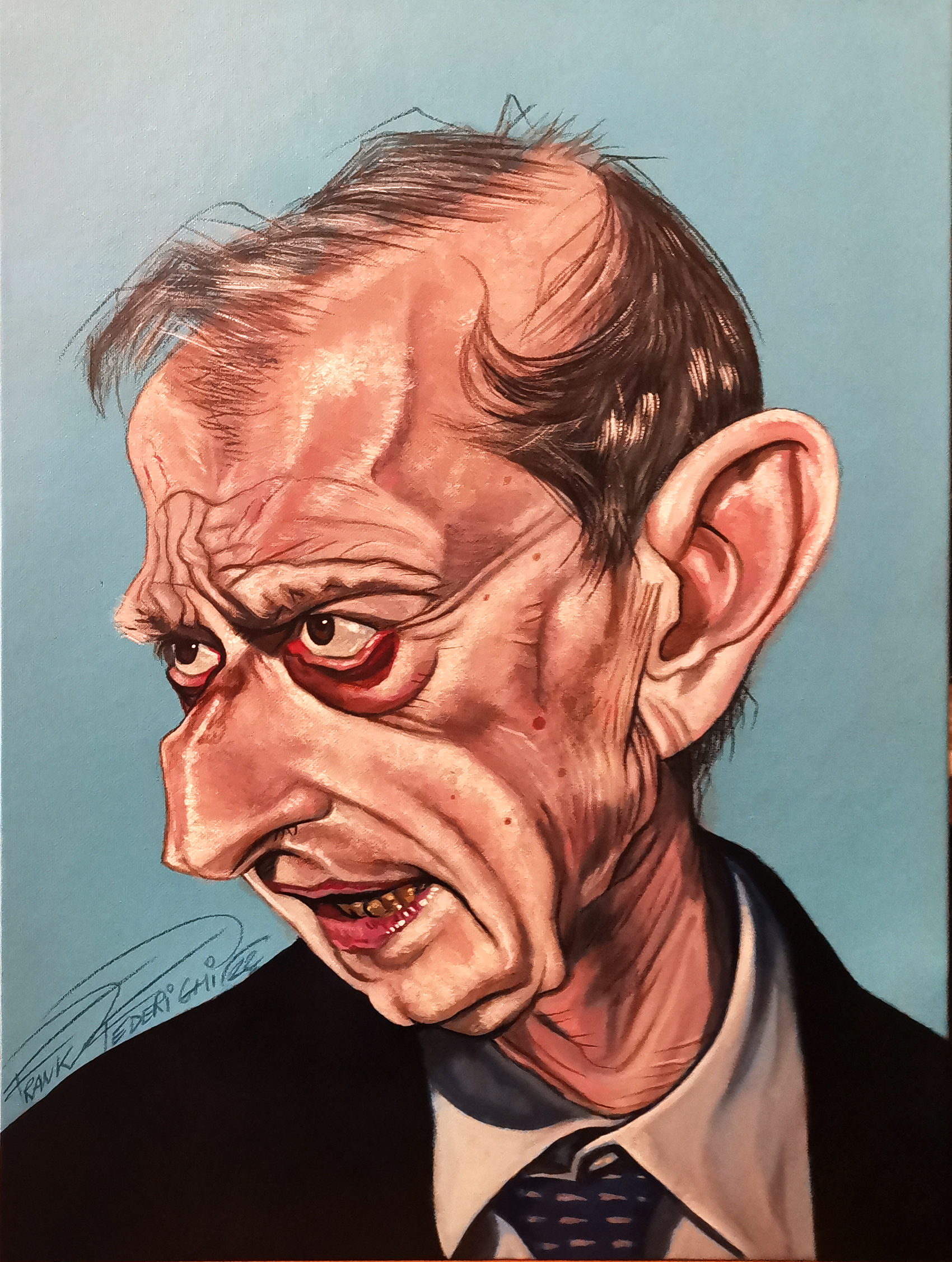caricature fassino for the factrylics on canvas Caricatura di Piero Fassino, acrilici su tela