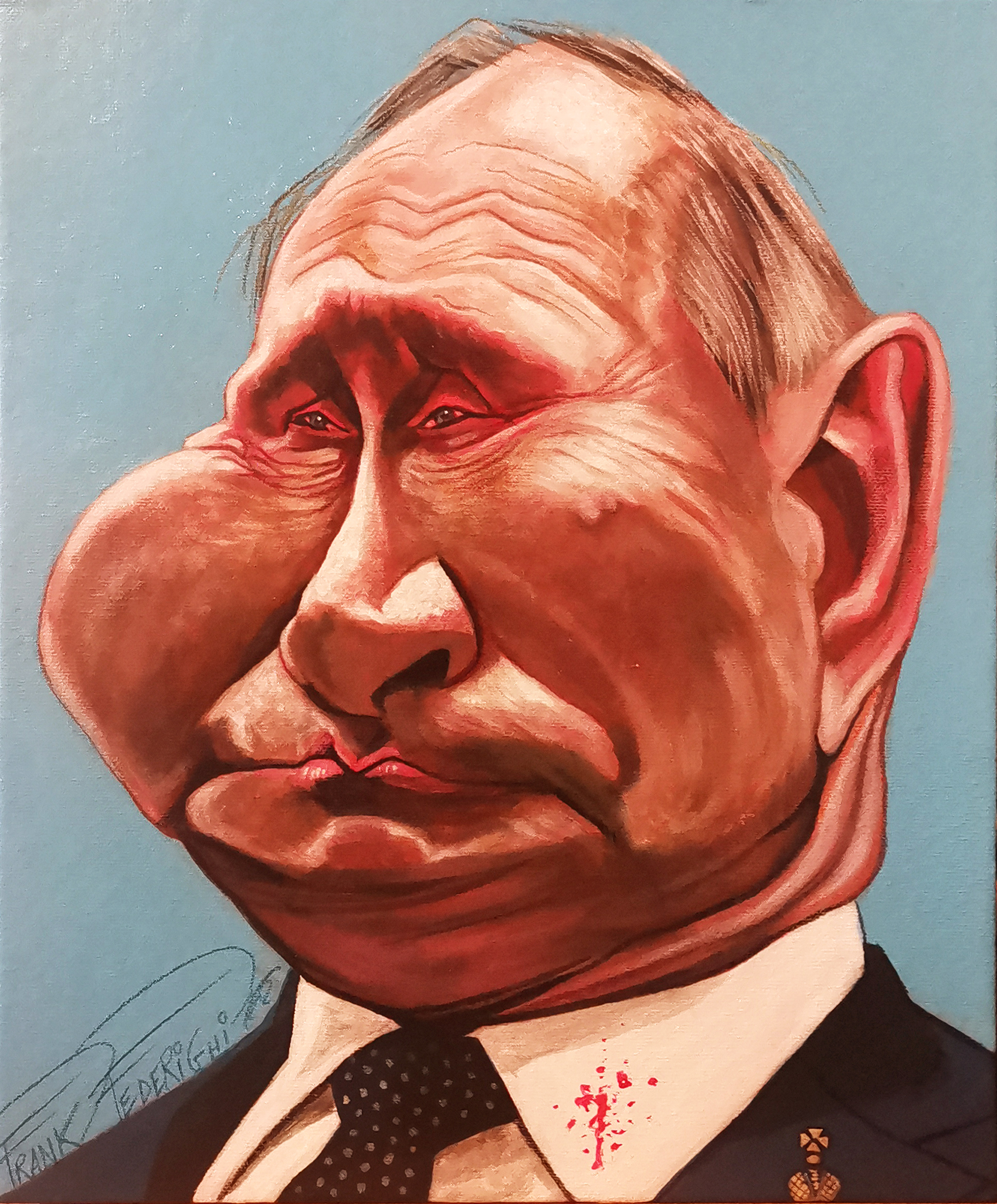 Vladimir Putin, acrylic on canvas cardboard Vladimir Putin, acrilico su cartone telato