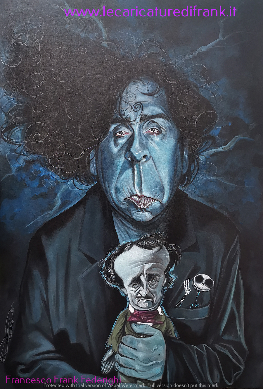 Tim Burton with Edgar Allan Poe's puppet Tim Burton con il pupazzo di Edgar Allan Poe