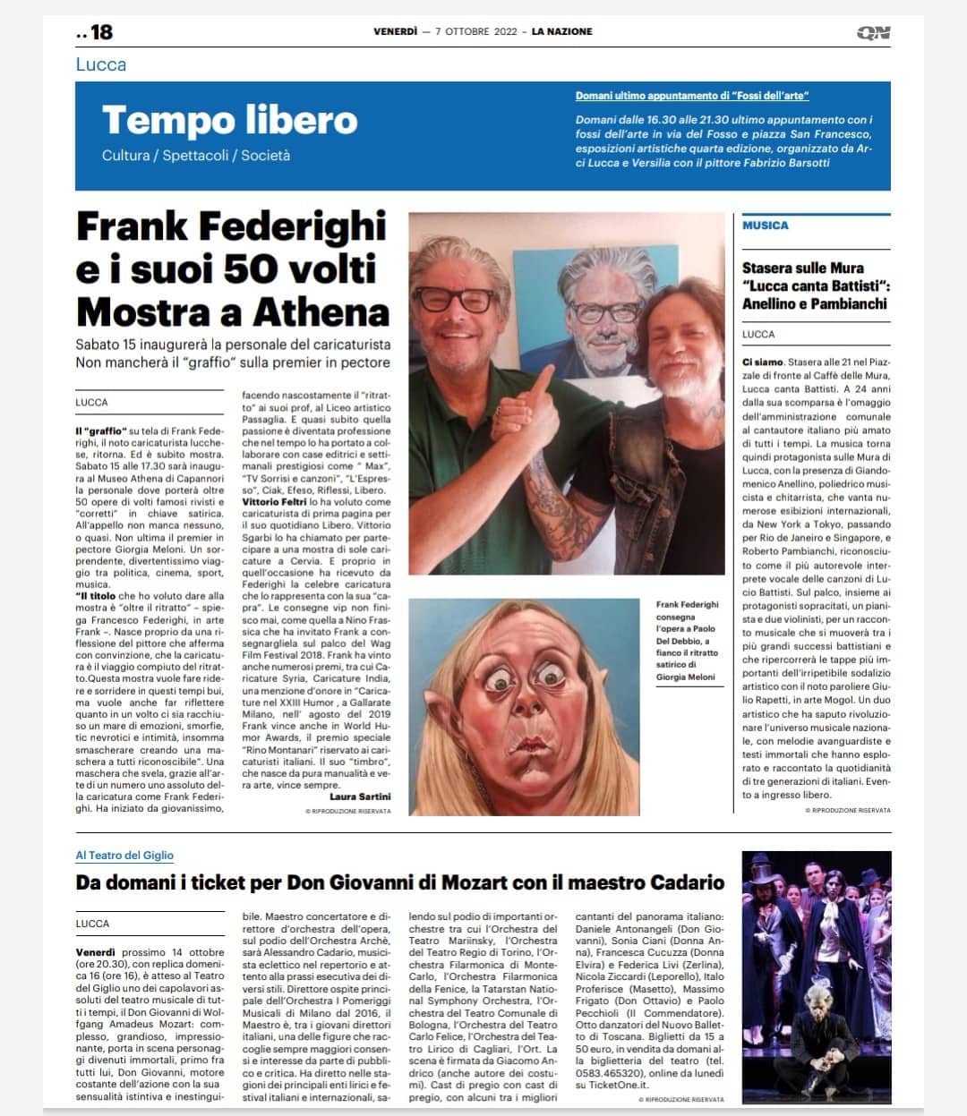 Personal exhibition of caricatures, The Nation talks about me Mostra personale di caricature, La Nazione parla di me