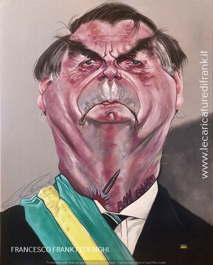 bolsonaro 40 x 50 cm acrylic on canvas cardboard year 2022 bolsonaro 40 x 50 cm crilici su cartone telato anno 2022