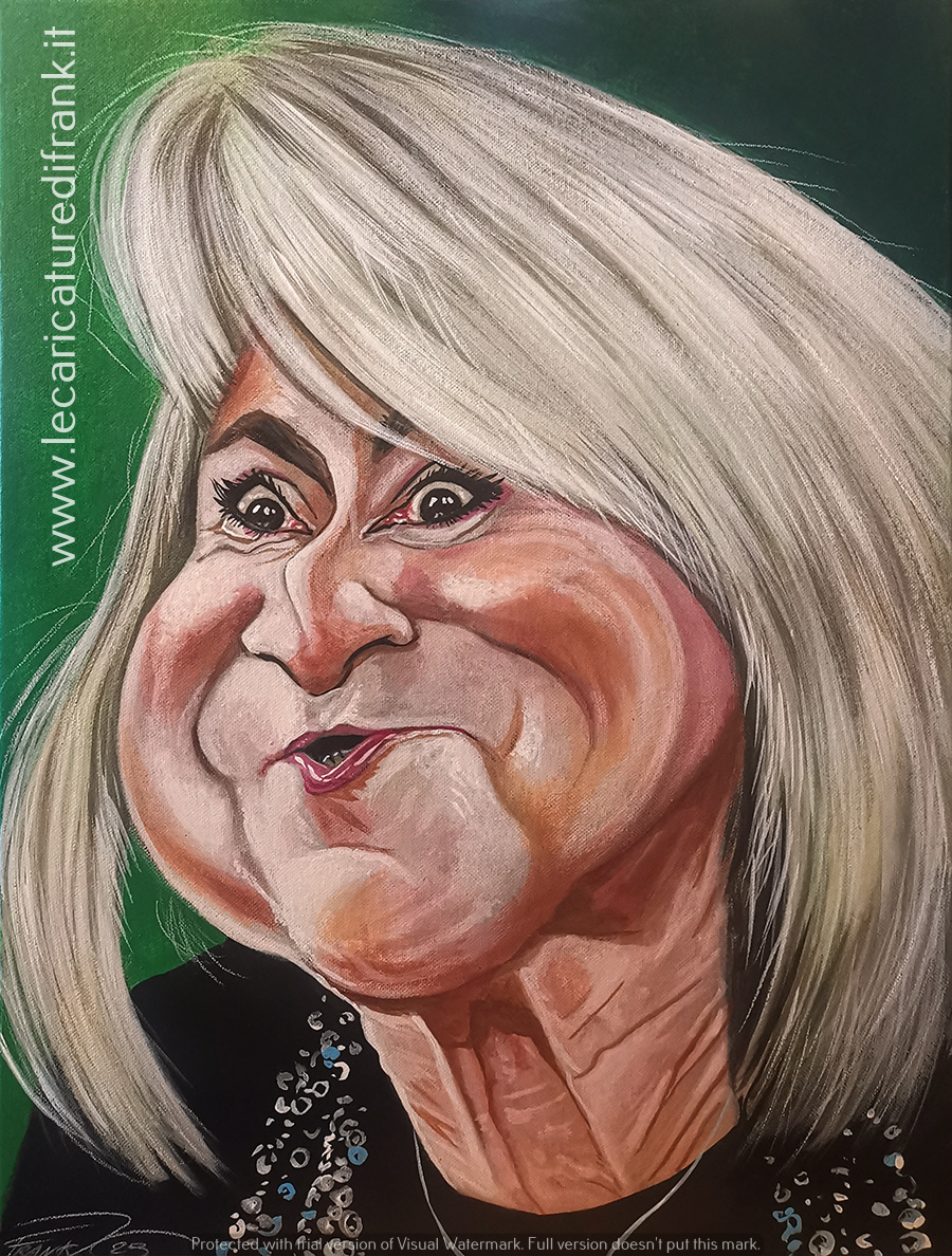 Luciana Littizzetto caricature, acrylics on canvas cardboard 30x40 cm Caricatura Luciana Littizzetto, acrilici su cartone telato 30x40 cm