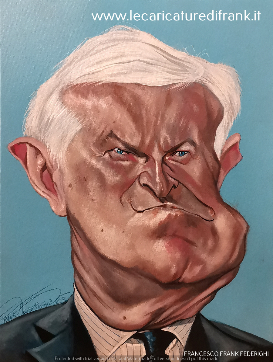 caricature Maurizio Belpietro acrylics on canvas cardboard (1) caricatura Maurizio Belpietro acrilici su cartone telato (1)