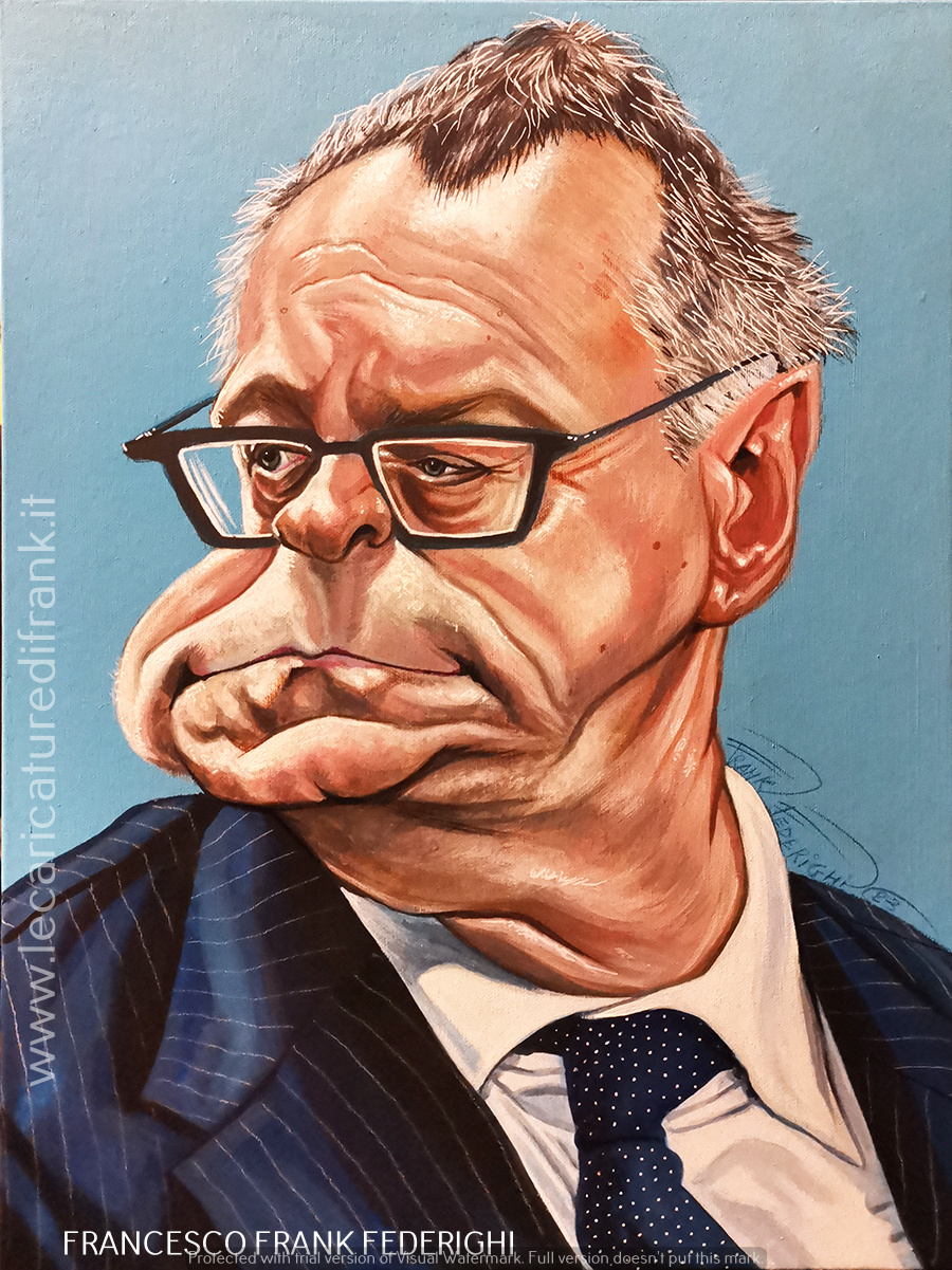 Carlo Bonomi caricature published on Il Fatto Quotidiano by Frank Caricatura Carlo Bonomi pubblicata su Il fatto Quotidiano by Frank