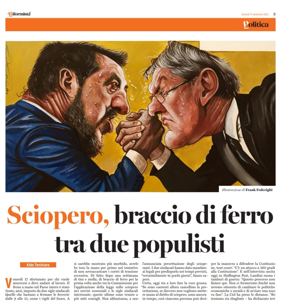 Caricatures of Salvini and Landini published in il Riformista Caricature di Salvini e Landini pubblicate su il Riformista