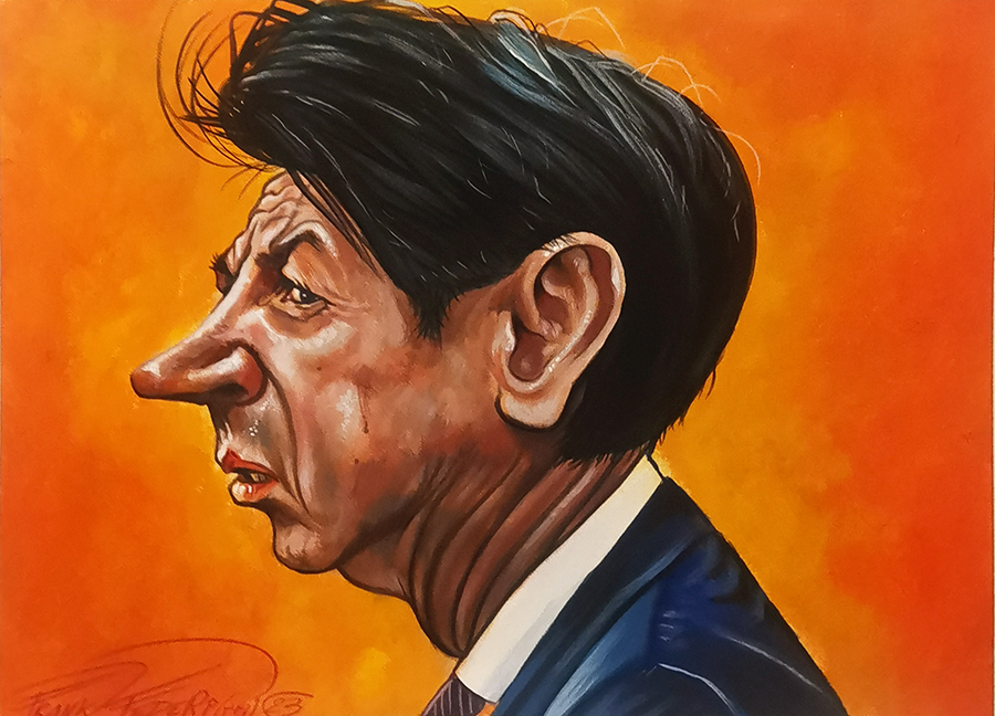 Caricature by Giuseppe Conte, published in Il Riformista Caricatura di Giuseppe Conte, pubblicata su Il Riformista