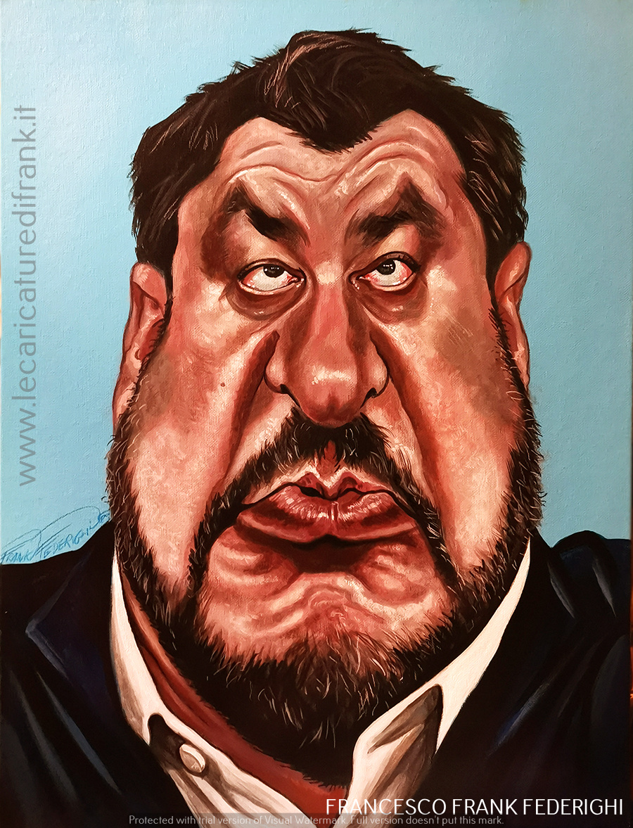 Caricature Matteo Salvini published on Il Fatto Quotidiano Caricatura Matteo Salvini pubblicata su Il Fatto Quotidiano