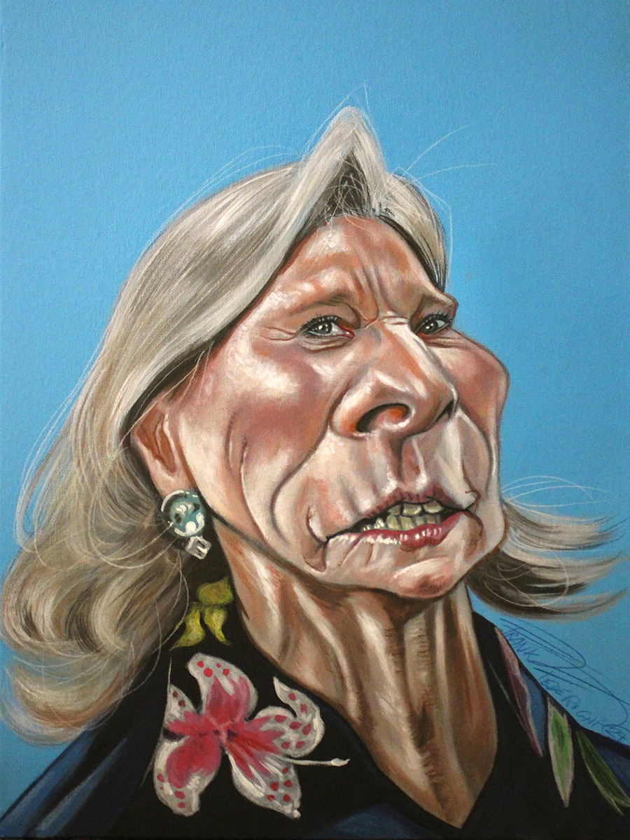 Caricature Giovanna melandri, acrylics on canvas cardboard, Caricatura Giovanna melandri, acrilici su cartone Telato,