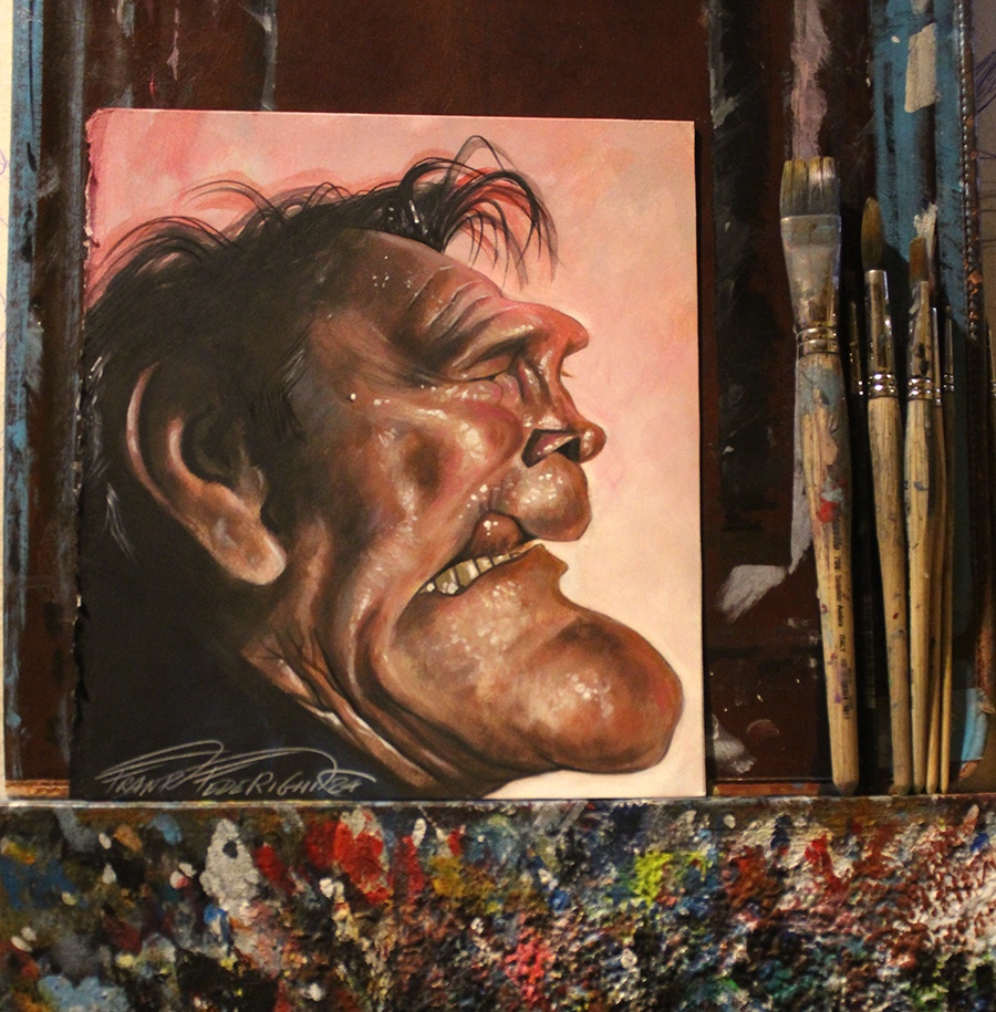 Jack Palance caricature, acrylics on cardboard Caricatura Jack Palance, acrilici su cartoncino