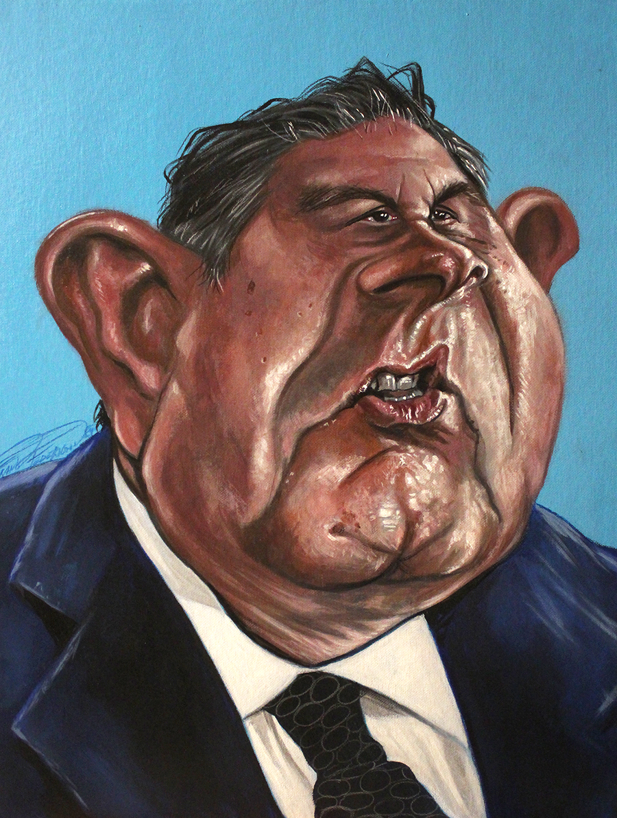 Toti caricature, published on Fatto Quotidiano, acrylics on canvas cardboard 30x40 cm Caricatura Toti, pubblicata sul Fatto Quotidiano, acrilici su cartone telato 30x40 cm