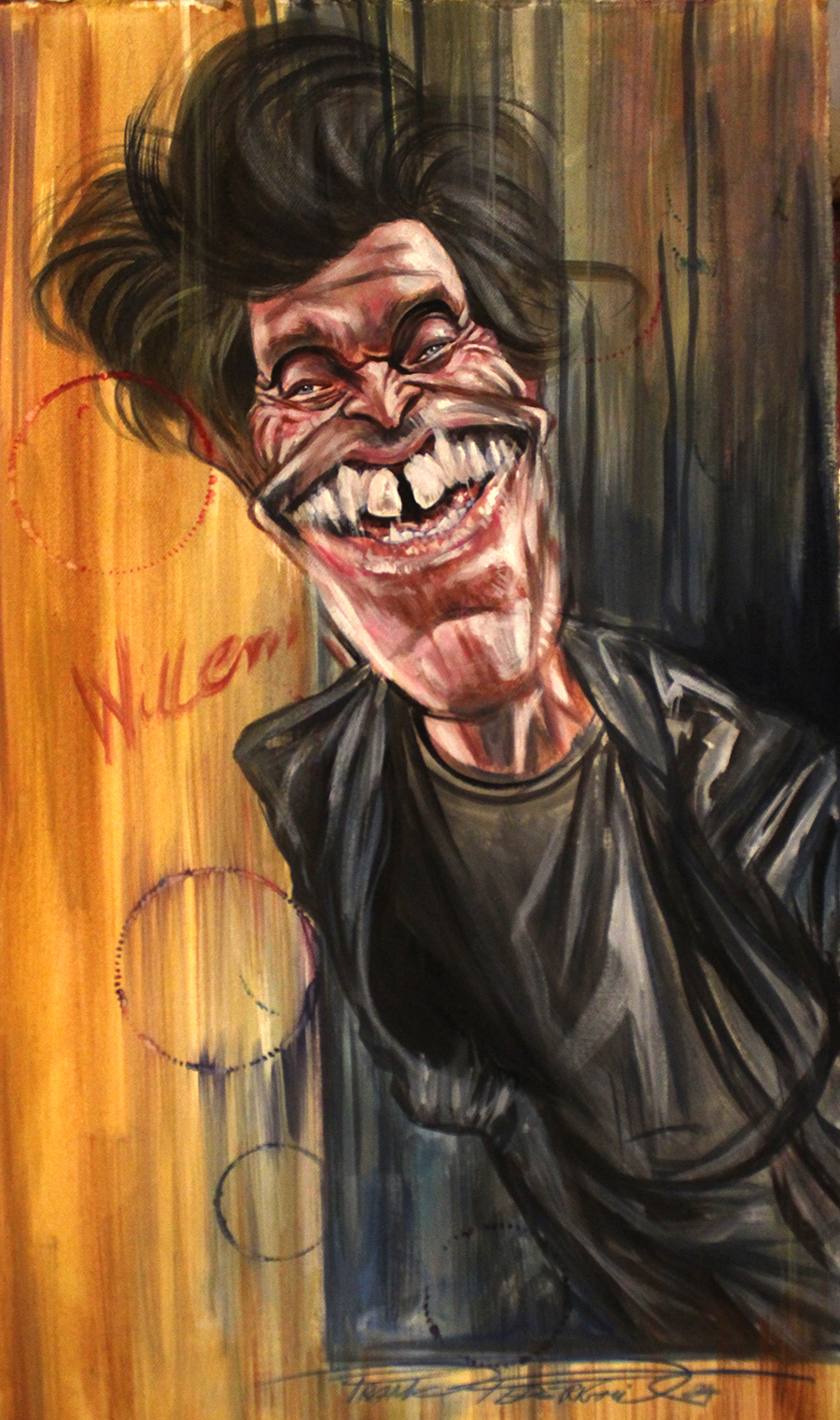 Caricature Willem Dafoe, acrylics on cardboard Caricatura Willem Dafoe, acrilici su cartoncino