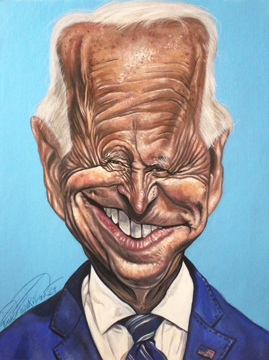 Joe Biden caricature, acrylics on canvas cardboard 30x40 cm, published on Fatto Quotidiano Caricatura Joe Biden, acrilici su cartone telato 30x40 cm, pubblicata sul Fatto Quotidiano
