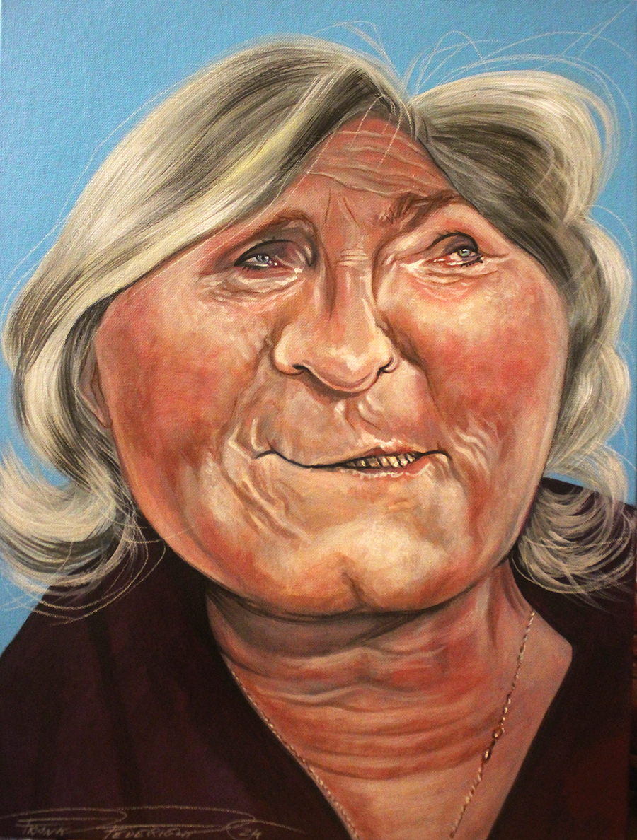 Caricature Marine Le Pen, acrylics on canvas Caricatura Marine Le Pen, acrilici su tela