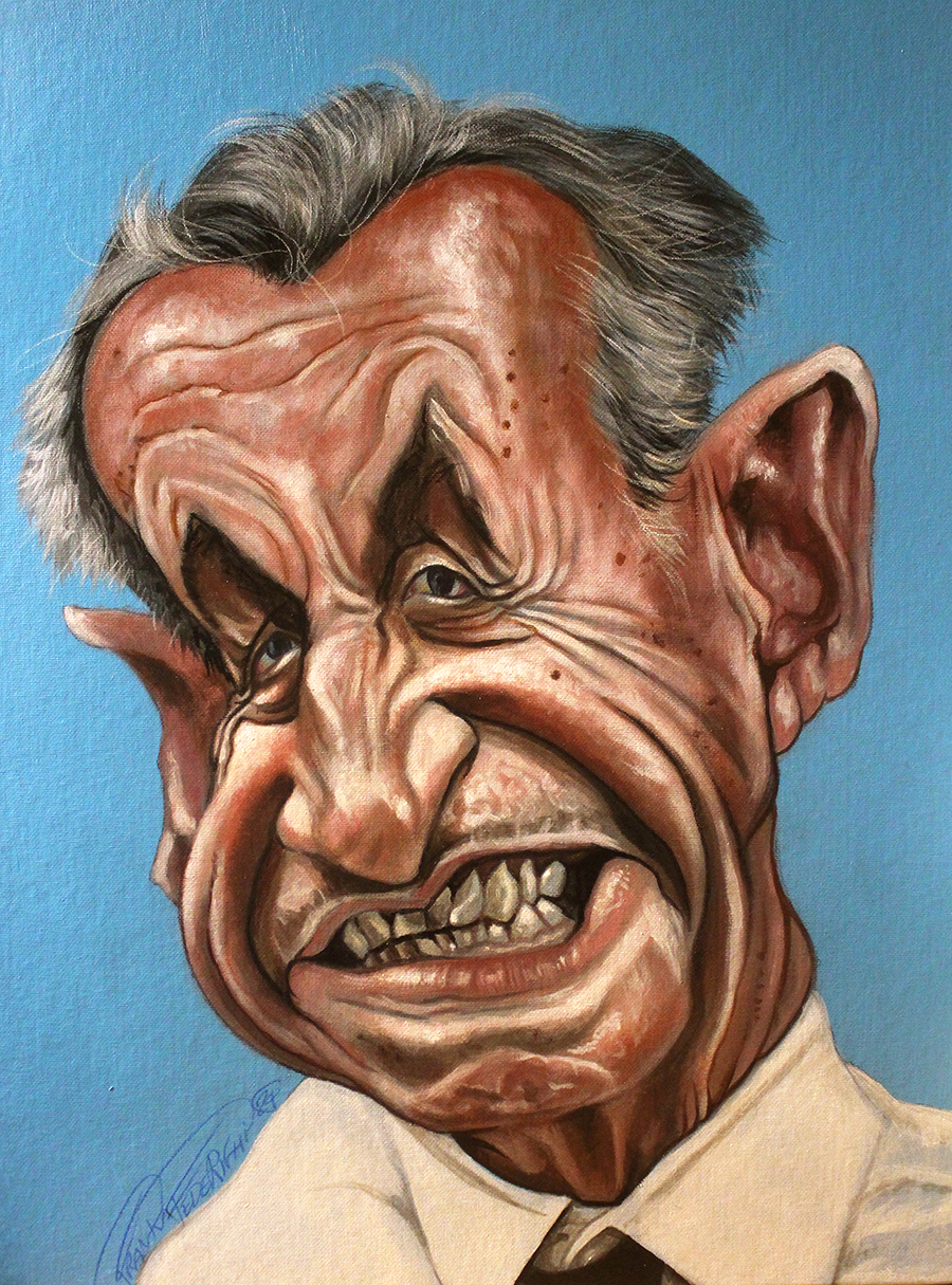 Caricature Nicolas Sarkozy, acrylics on canvas Caricatura Nicolas Sarkozy, acrilici su tela