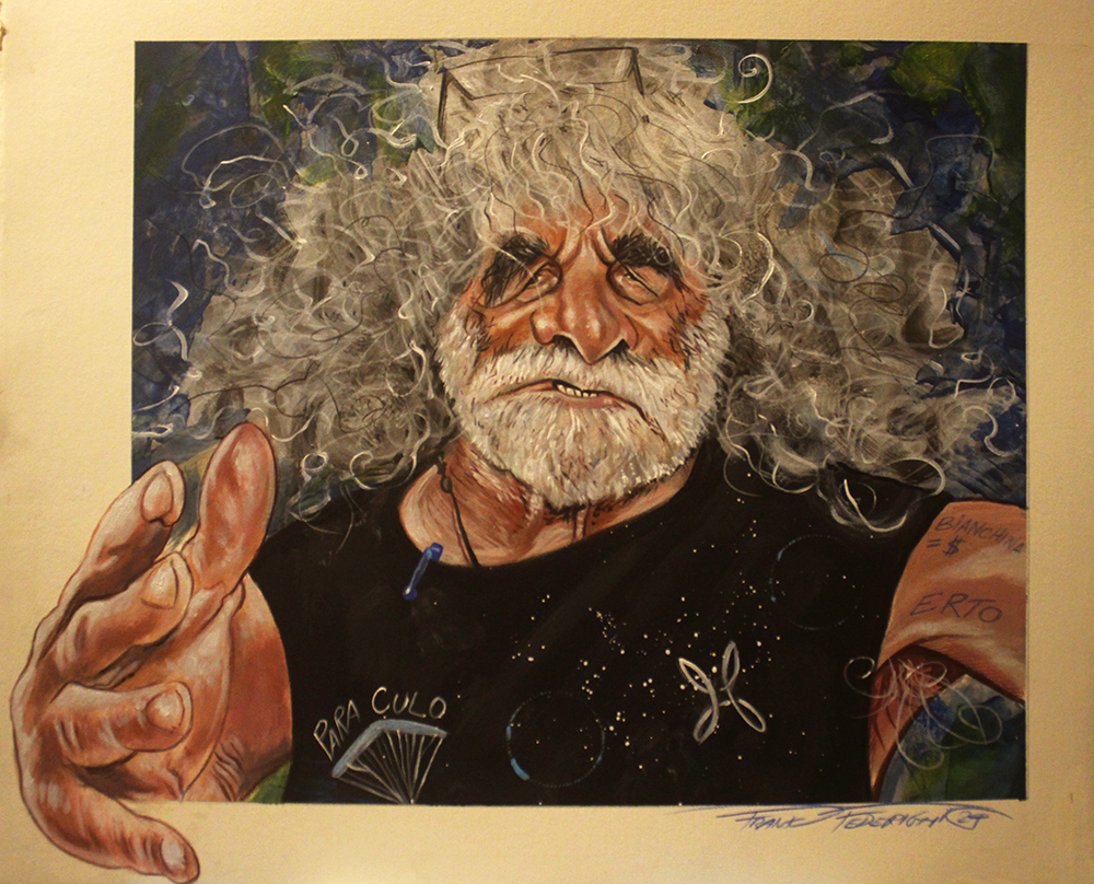 Caricature Mauro Corona, acrylics and oil on cardboard Caricatura Mauro Corona, acrilici e olio su cartoncino