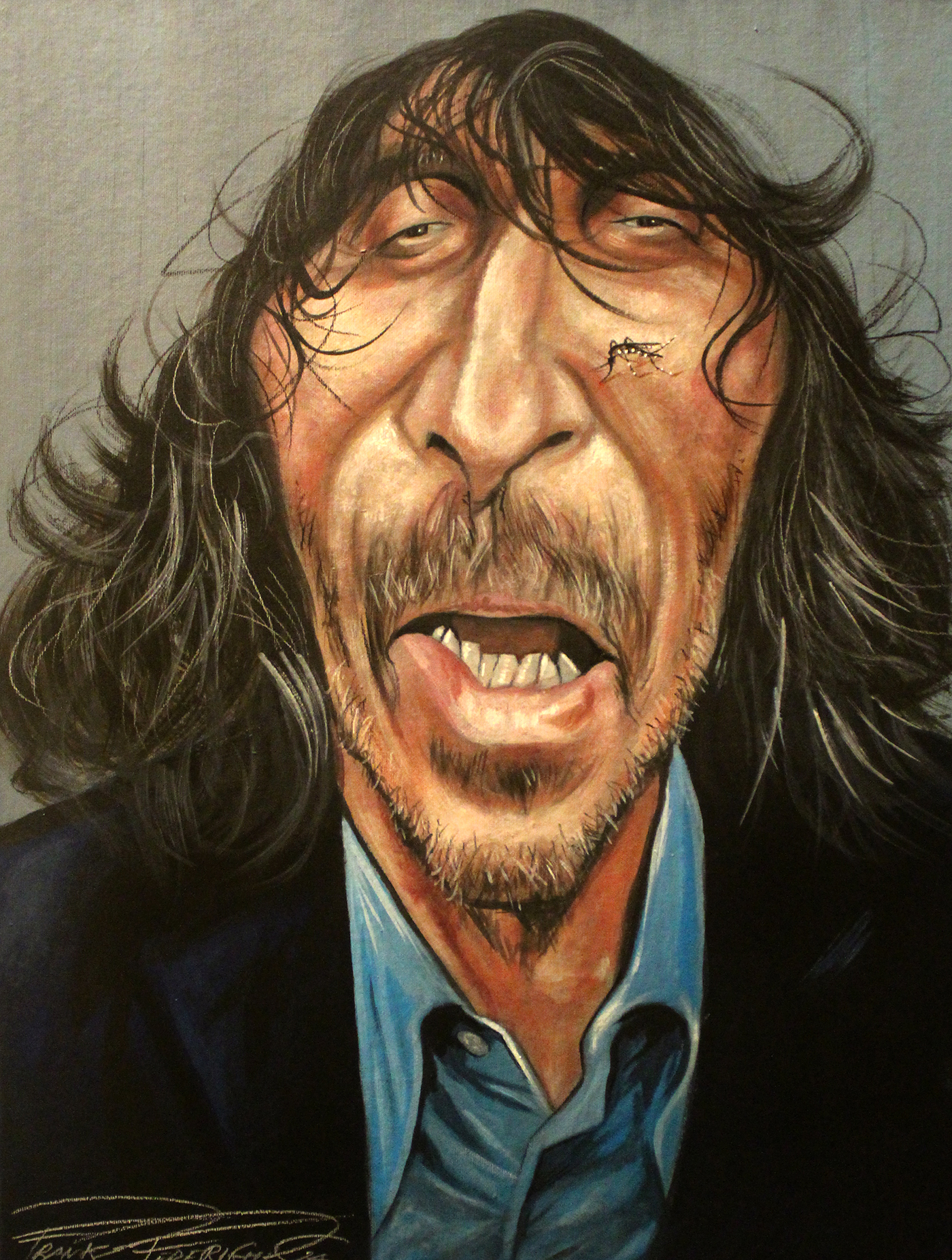 Caricature Giuseppe Cruciani, acrylics on canvas cardboard 30 x 40 cm Caricatura Giuseppe Cruciani, acrilici su cartone telato 30 x 40 cm