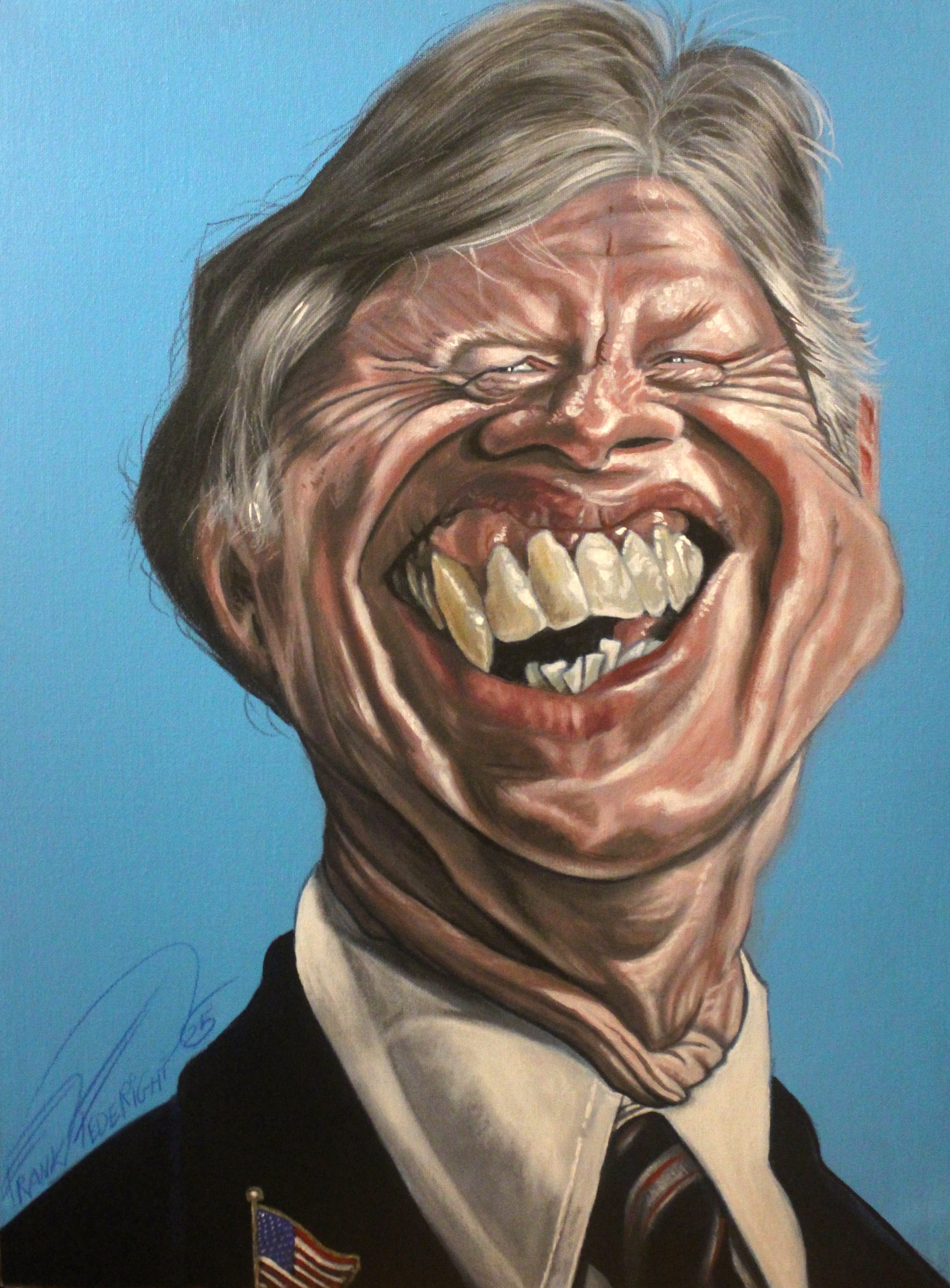 Caricature Jimmy Carter, acrylics on canvas cardboard 30 x 40 cm Caricatura Jimmy Carter, acrilici su cartone telato 30 x 40 cm