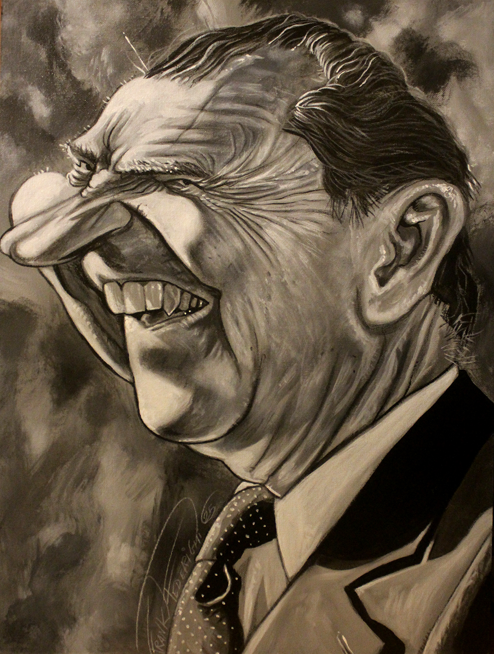 Caricature Richard Nixon 30 x 40 cm acrylic on canvas Caricatura Richard Nixon 30 x 40 cm acrilici su tela