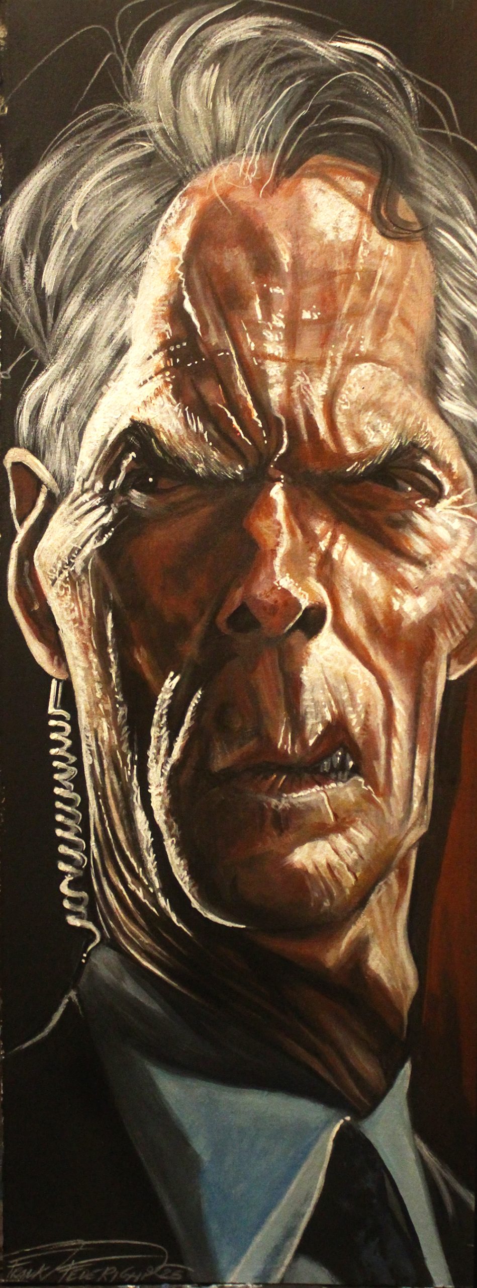 Clint Eastwood, impromptu work performed directly with the brush Clint Eastwood, lavoro estemporaneo eseguito direttamente con il pennello