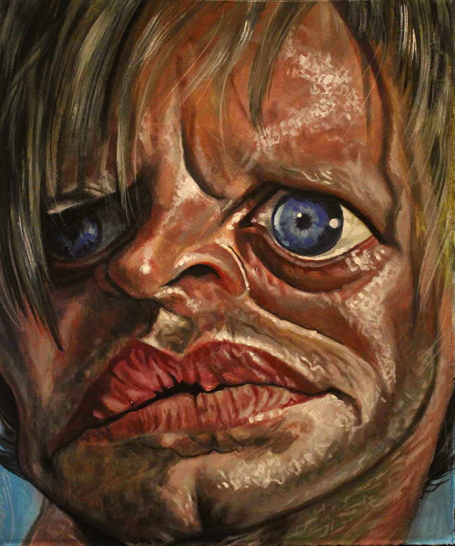 Klaus Kinski, extemporaneous painting with the absence of preparatory drawing, soon I will also insert videos Caricatura Klaus Kinski in Juan Wild, Per qualche dollaro in più