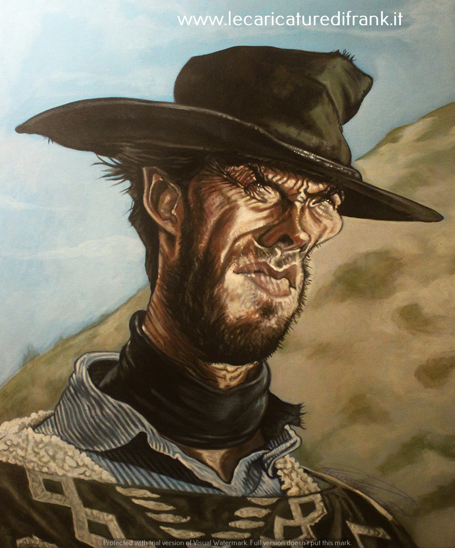 Cints Cints Eastwood for a fist of dollars Caricatura Clint Eastwood