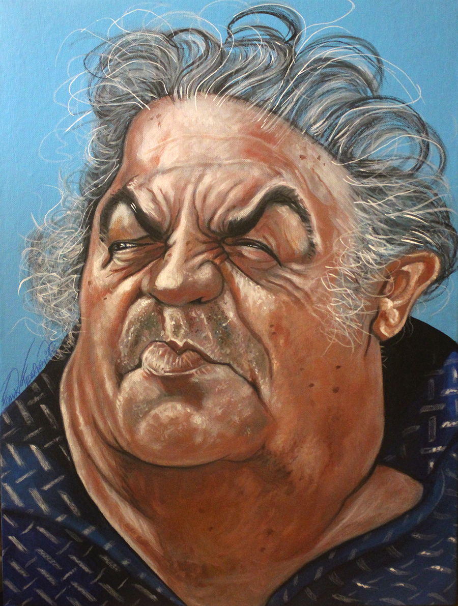 Caricature Federico Fellini, acrylic on Tealato cardboard Caricatura Federico Fellini, acrilici su cartone telato