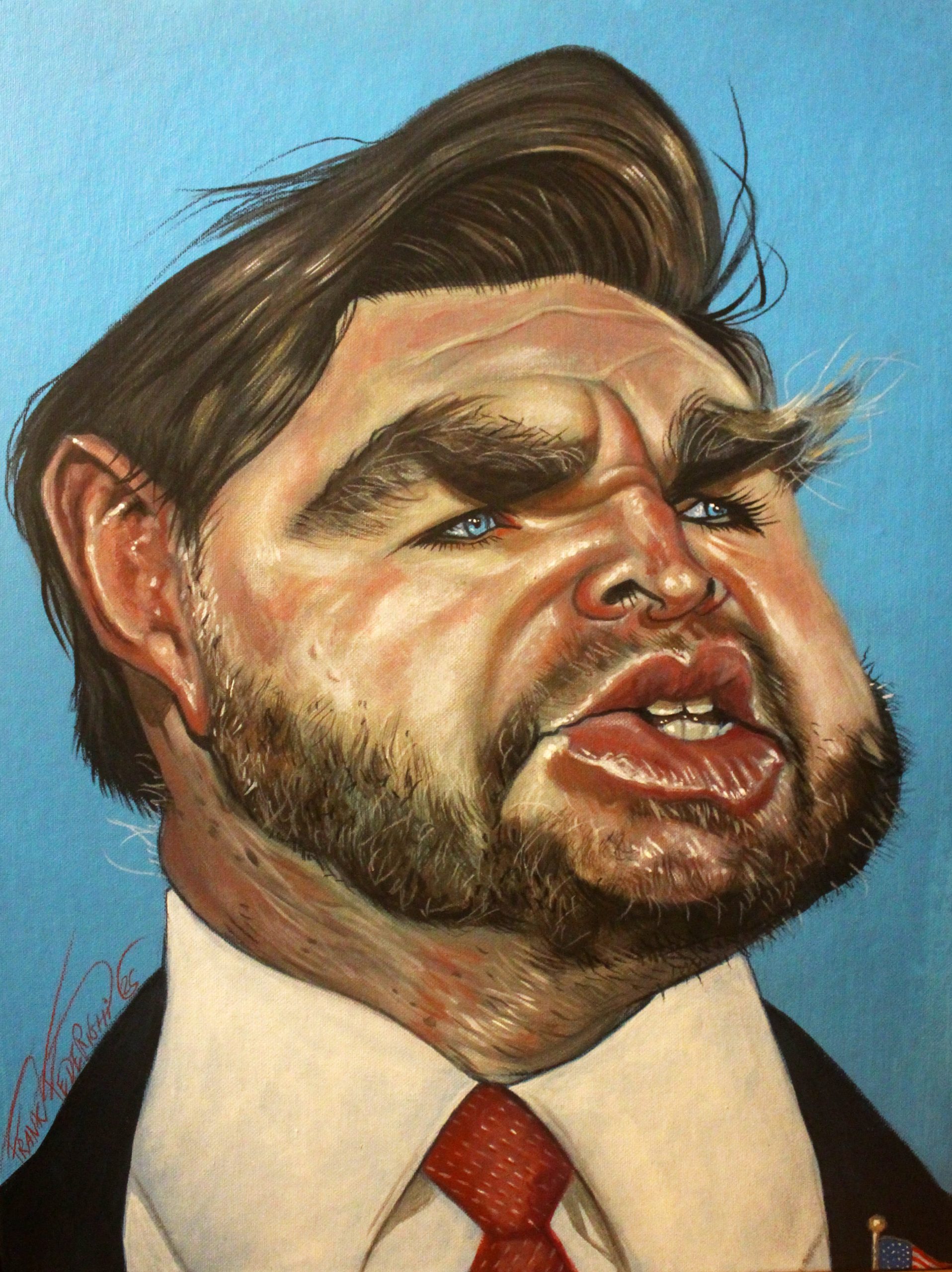 Caricature J.D. Vance for the daily fact Caricatura J.D. Vance per il Fatto Quotidiano