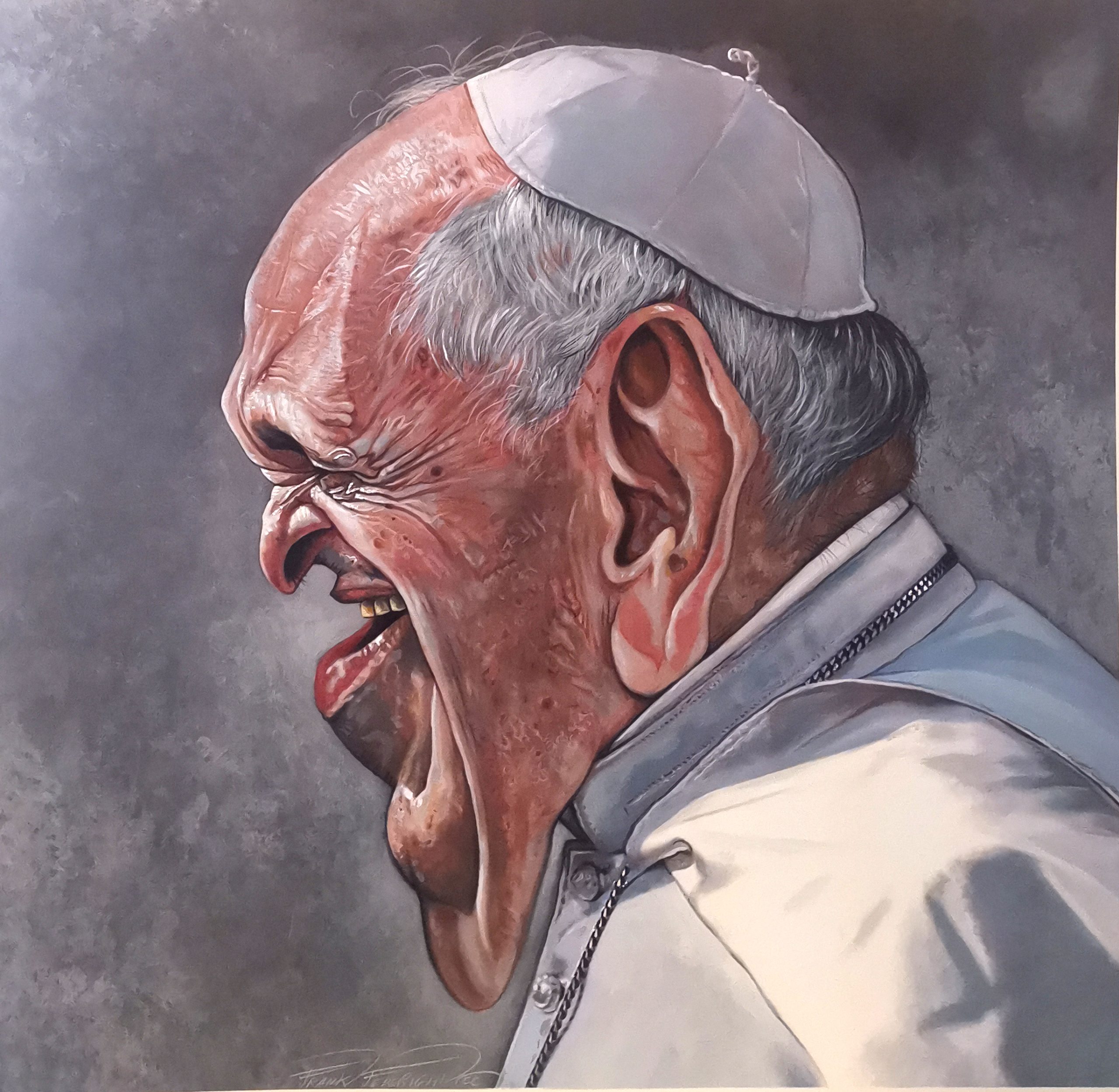 Pope Francis 58 x 55.5 cm acrylic on cardboard year 2022 PAPA FRANCESCO 58 X 55,5 CM ACRILICI SU CARTONCINO ANNO 2022