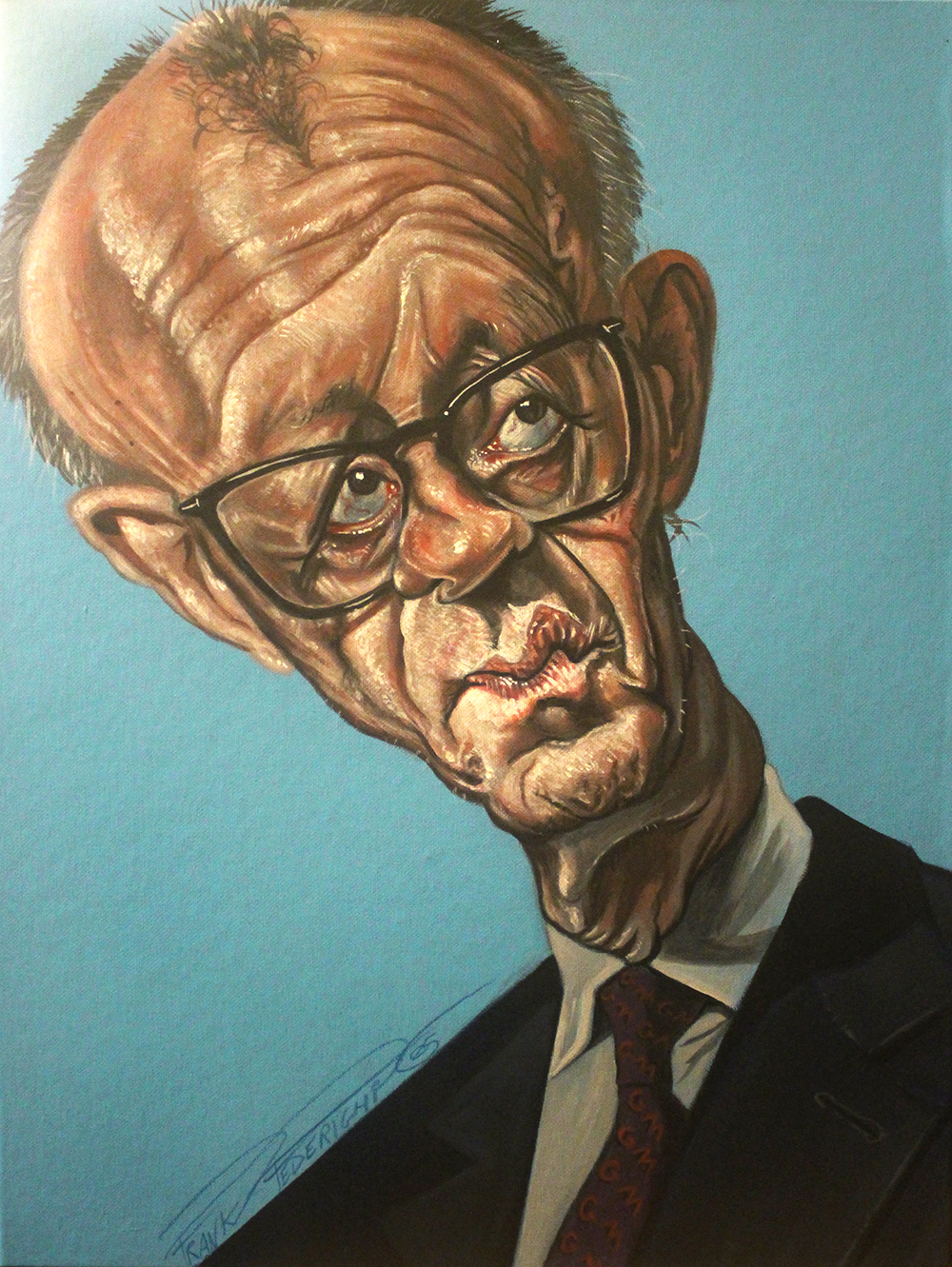 CARCATURE Friedrich Merz, acrylic on Tealato cardboard 30x40 cm Caricatura Friedrich Merz, acrilici su cartone telato 30x40 cm
