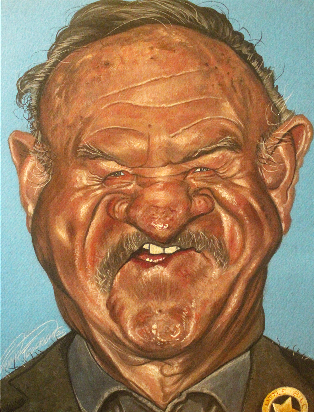 Gene Hackman in Little Bill, Acrylic on Tealate cardboard 30x40 cm Gene Hackman in Little Bill, acrilici su cartone telato 30x40 cm