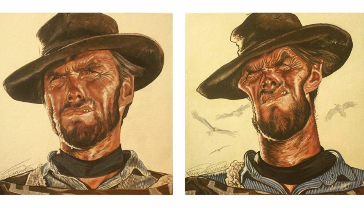 Dal ritratto alla caricatura dittico, acrilici su cartone telato 30x30 cm l'uno