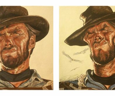 Dal ritratto alla caricatura dittico, acrilici su cartone telato 30x30 cm l'uno