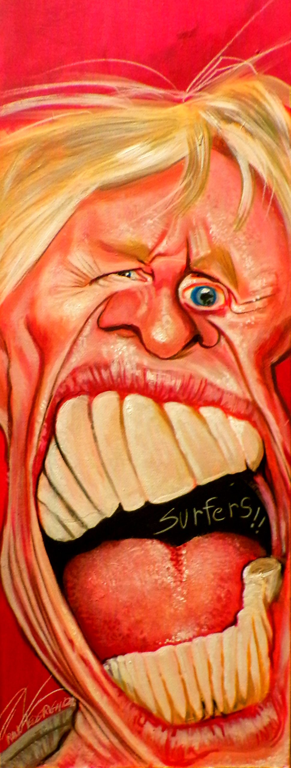 Caricature Gary Busey, impromptu painting without preparatory drawing Caricatura Gary Busey, pittura estemporanea senza disegno preparatorio