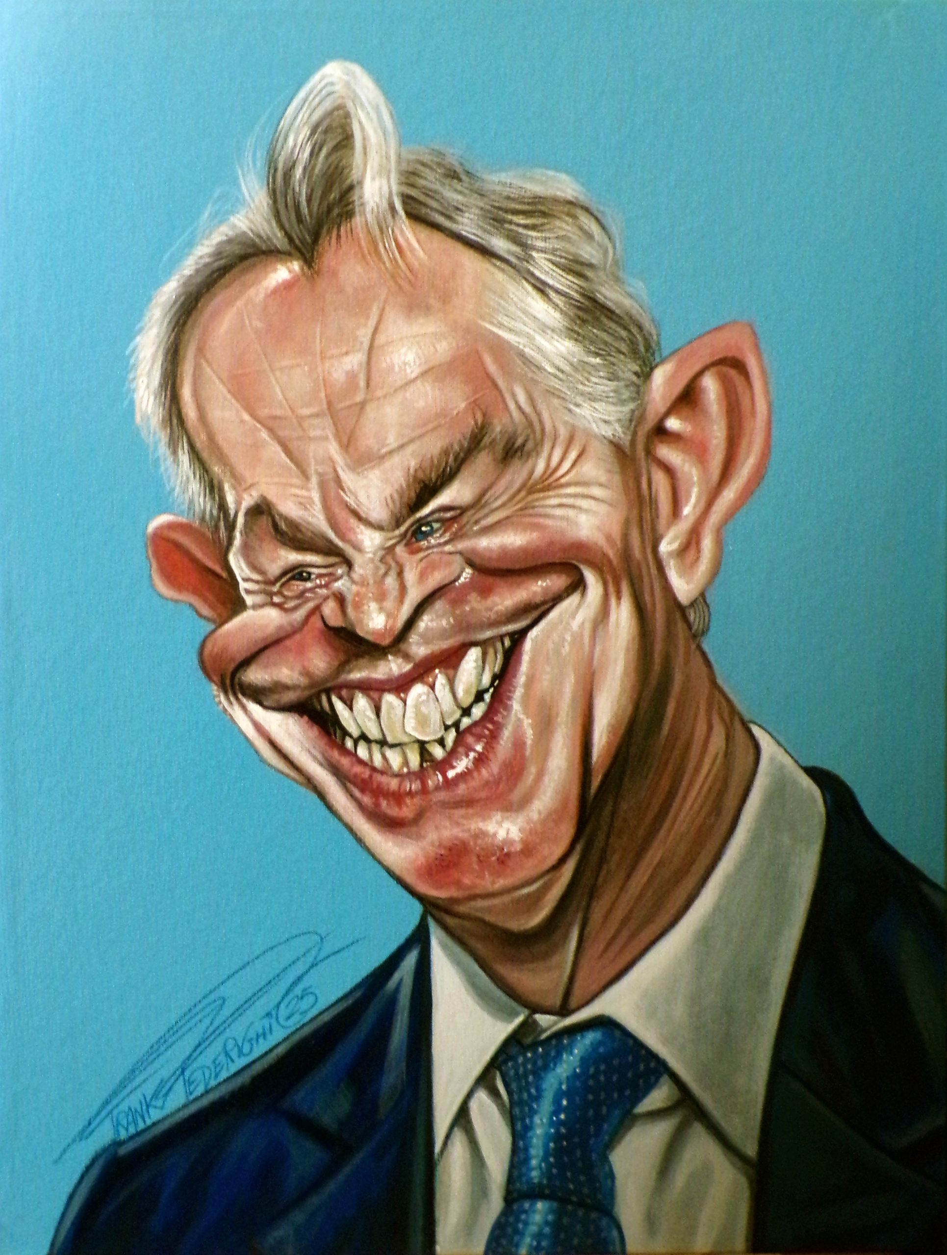 Tony Blair caricature for Il Fatto Quotidiano, text by Pino Corrias Caricatura Tony Blair per il Fatto Quotidiano, testo di Pino Corrias