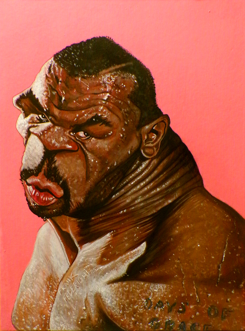 Caricature of young Mike Tyson, acrylics on canvas cardboard 30 x 40 cm Caricatura di Mike Tyson giovane, acrilici su cartone telato 30 x 40 cm