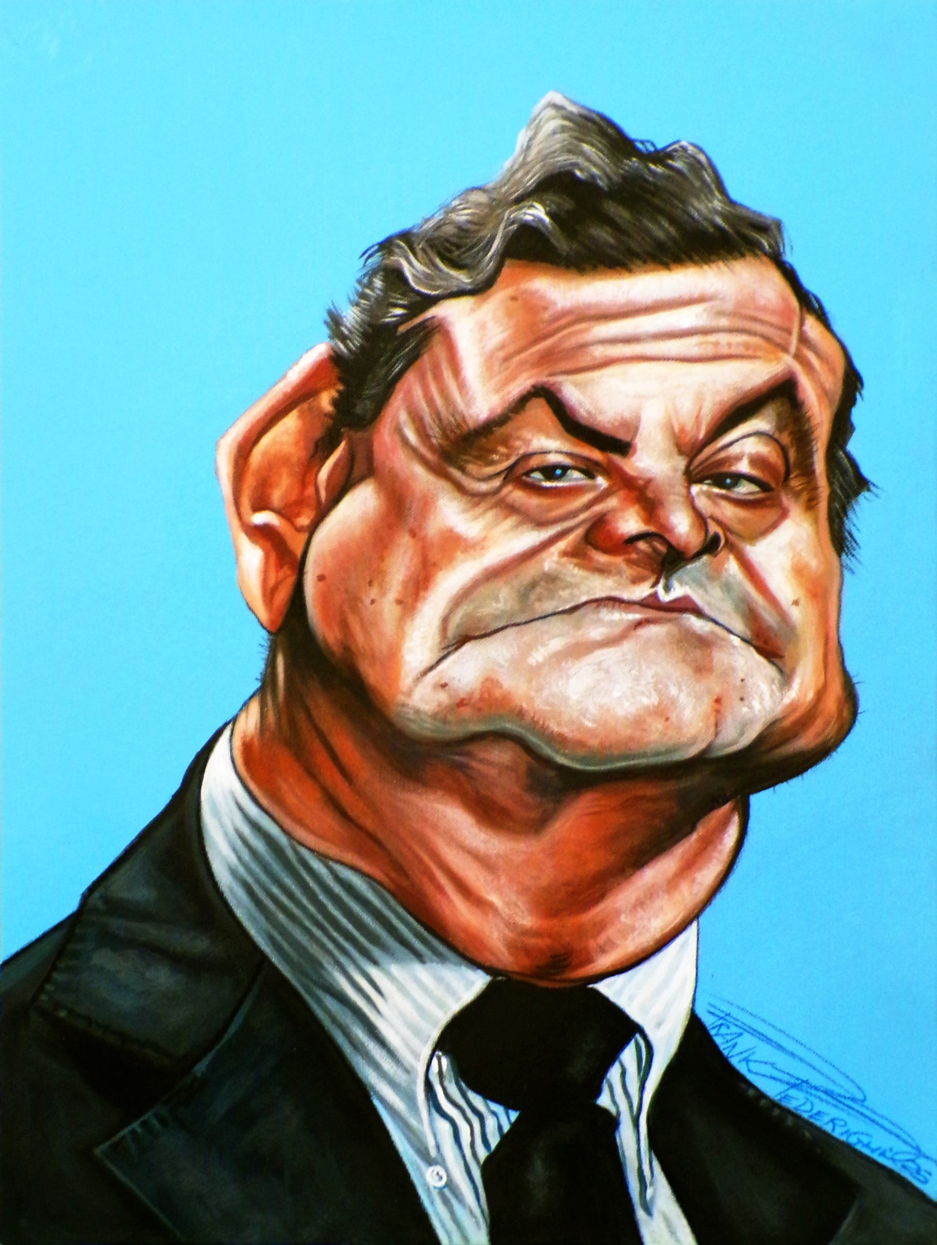 Caricature by Carlo Calenda for Il Fatto Quotidiano, text by Pino Corrias, acrylics on canvas 30x40 cm Caricatura di Carlo Calenda per il Fatto Quotidiano, testo di Pino Corrias, acrilici su tela 30x40 cm