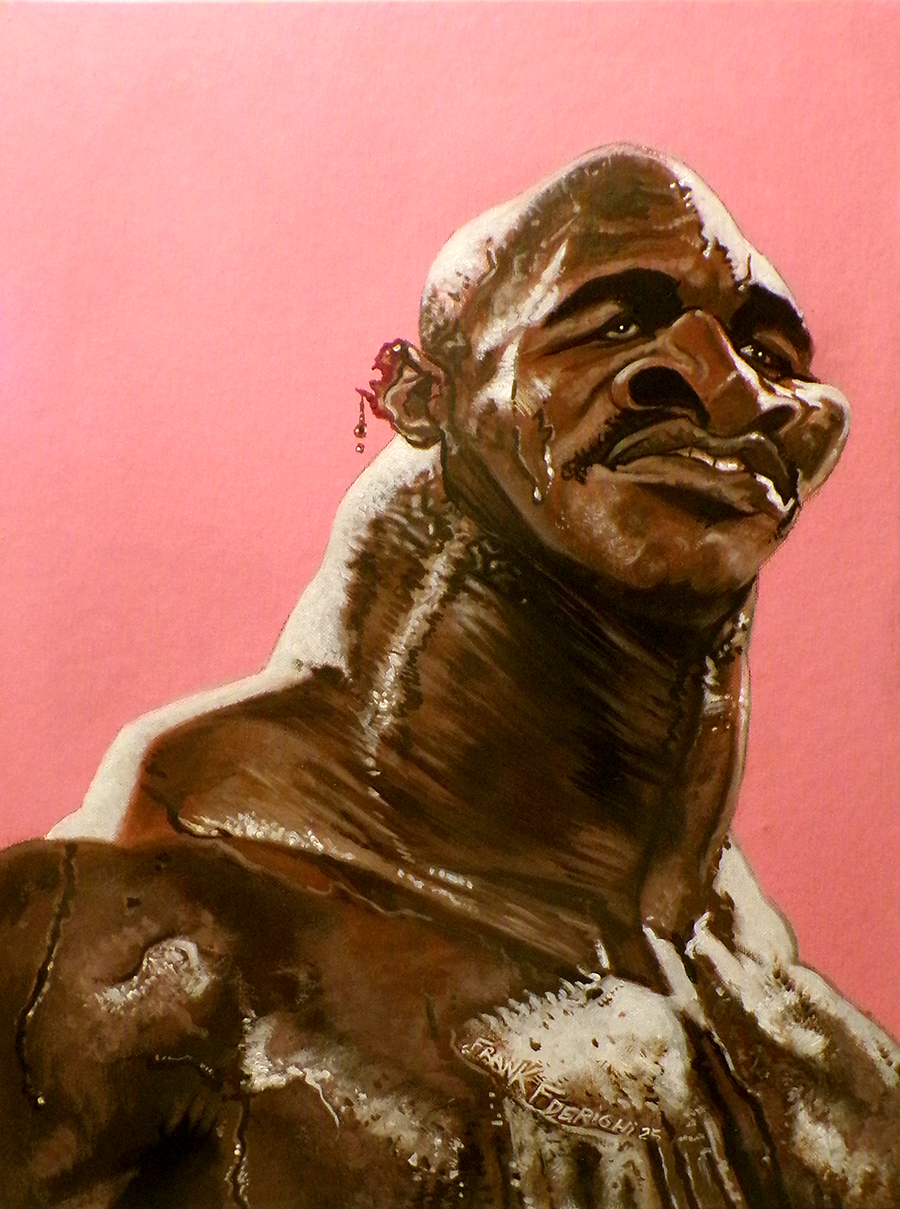 Evander Holyfield caricature, acrylics on canvas cardboard 30x40 cm Caricatura Evander Holyfield, acrilici su cartone telato 30x40 cm