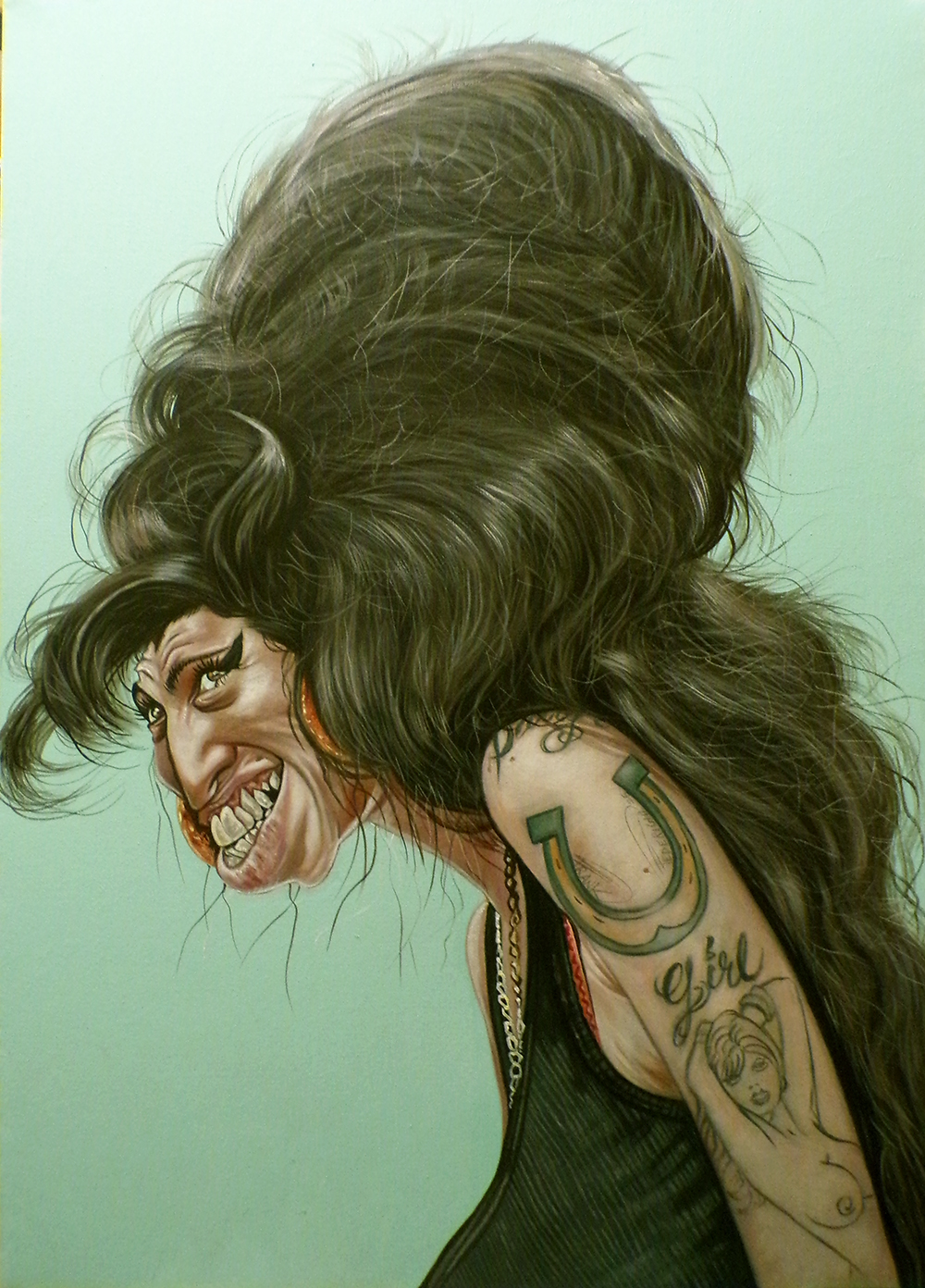 Caricatura Amy Winehouse acrilici su tela, 50x70 cm Caricatura Amy Winehouse acrilici su tela, 50x70 cm