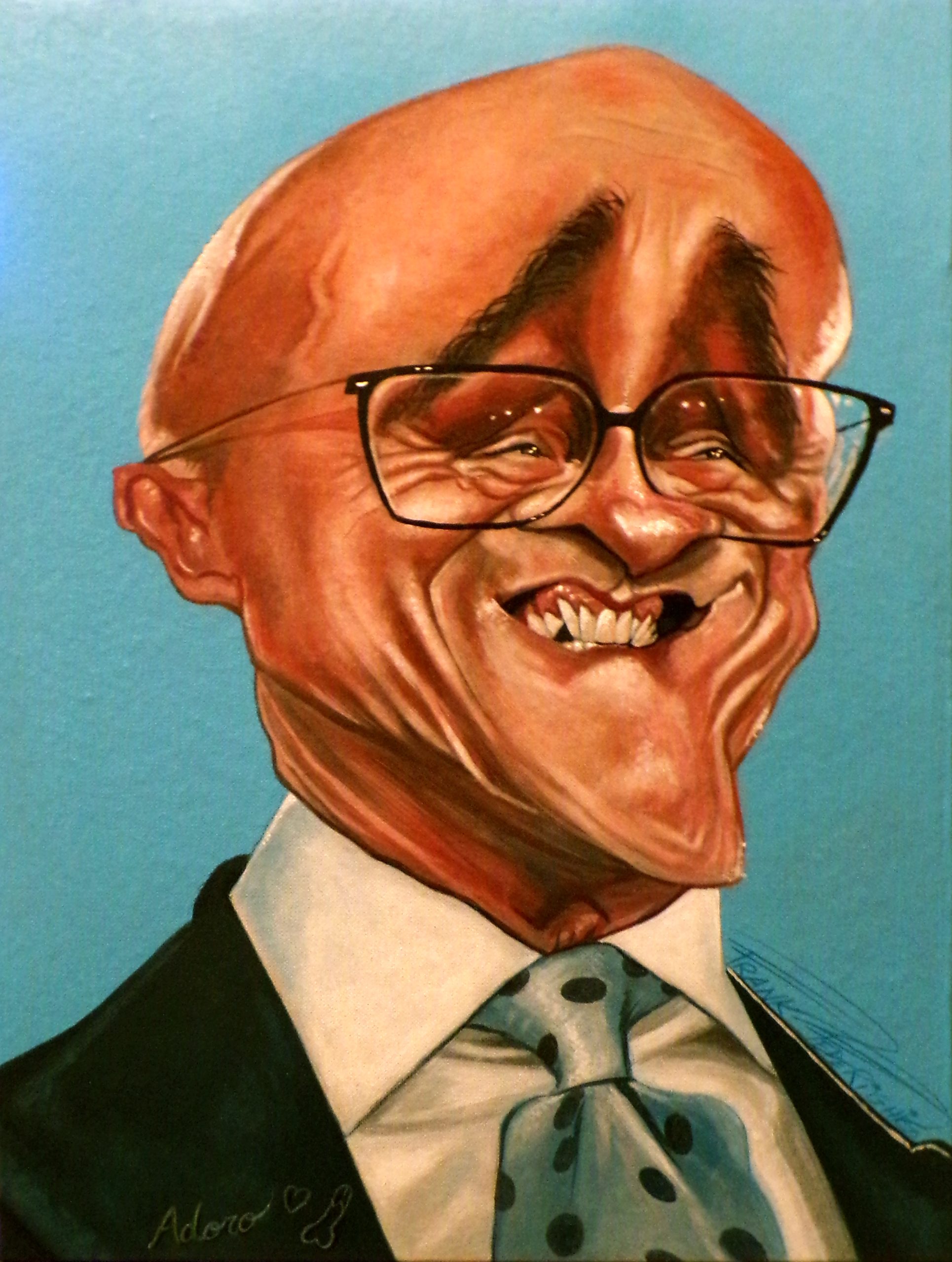 Caricature Alfonso Signorini 30x40 cm acrylic on canvas, for Il Fatto Quotidiano Caricatura Alfonso Signorini 30x40 cm acrilici su tela, per Il Fatto Quotidiano