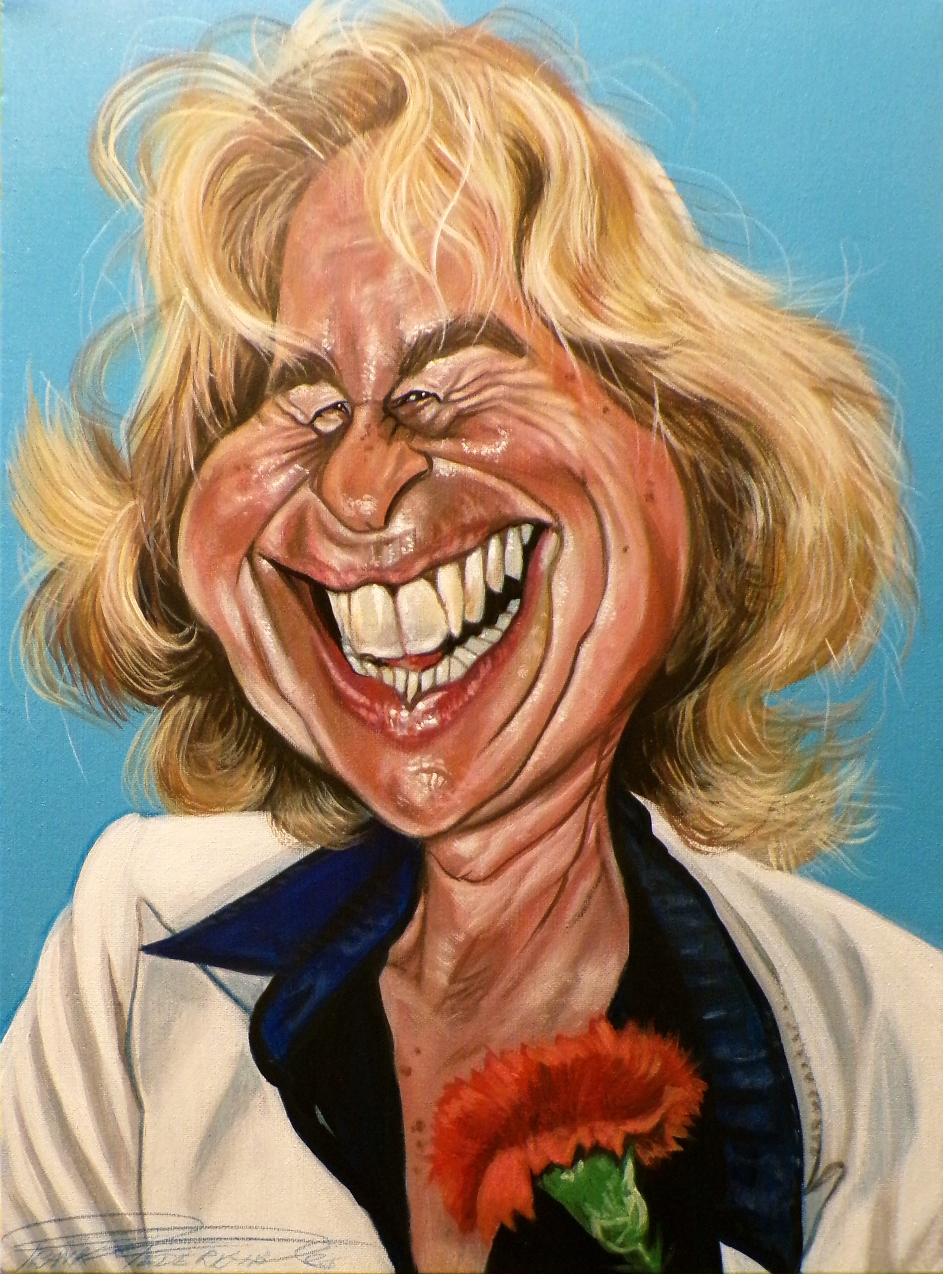 Caricature by Stefania Craxi for il Fatto Quotidiano, text by Pino Corrias, acrylics on canvas 30x40 cm Caricatura di Stefania Craxi per il Fatto Quotidiano, testo di Pino Corrias, acrilici su tela 30x40 cm