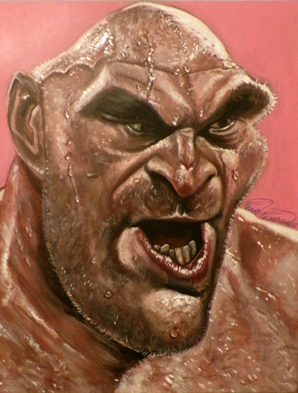 Caricature-Tyson-Fury-Gypsy-King, acrylics on canvas 30x40 cm, impromptu painting Caricatura-Tyson-Fury-Gypsy-King, acrilici su tela 30x40 cm, pittura estemporanea