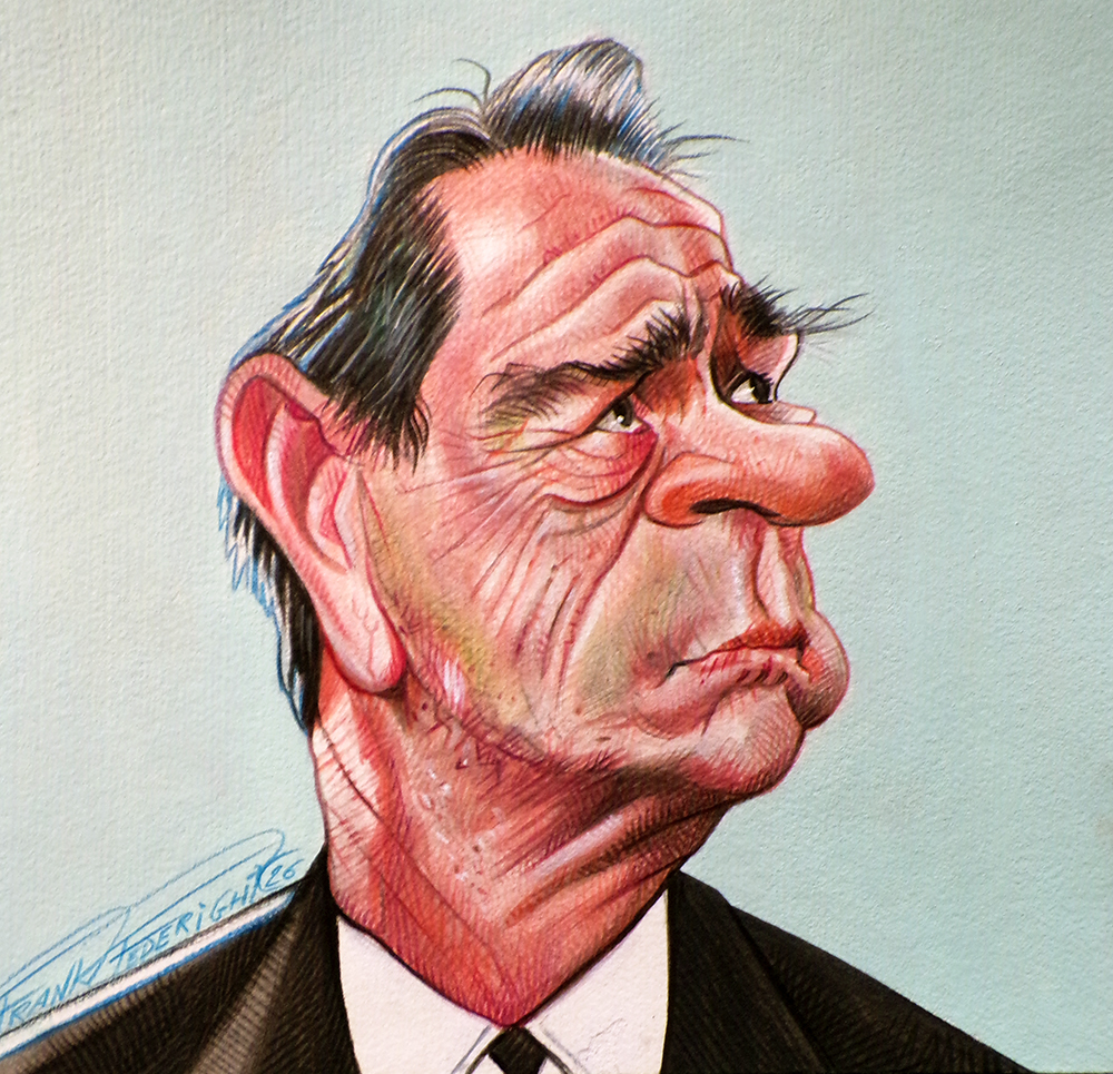 Caricature Tommy Lee Jones, colored pencils on cardboard Caricatura Tommy Lee Jones, matite colorate su cartoncino
