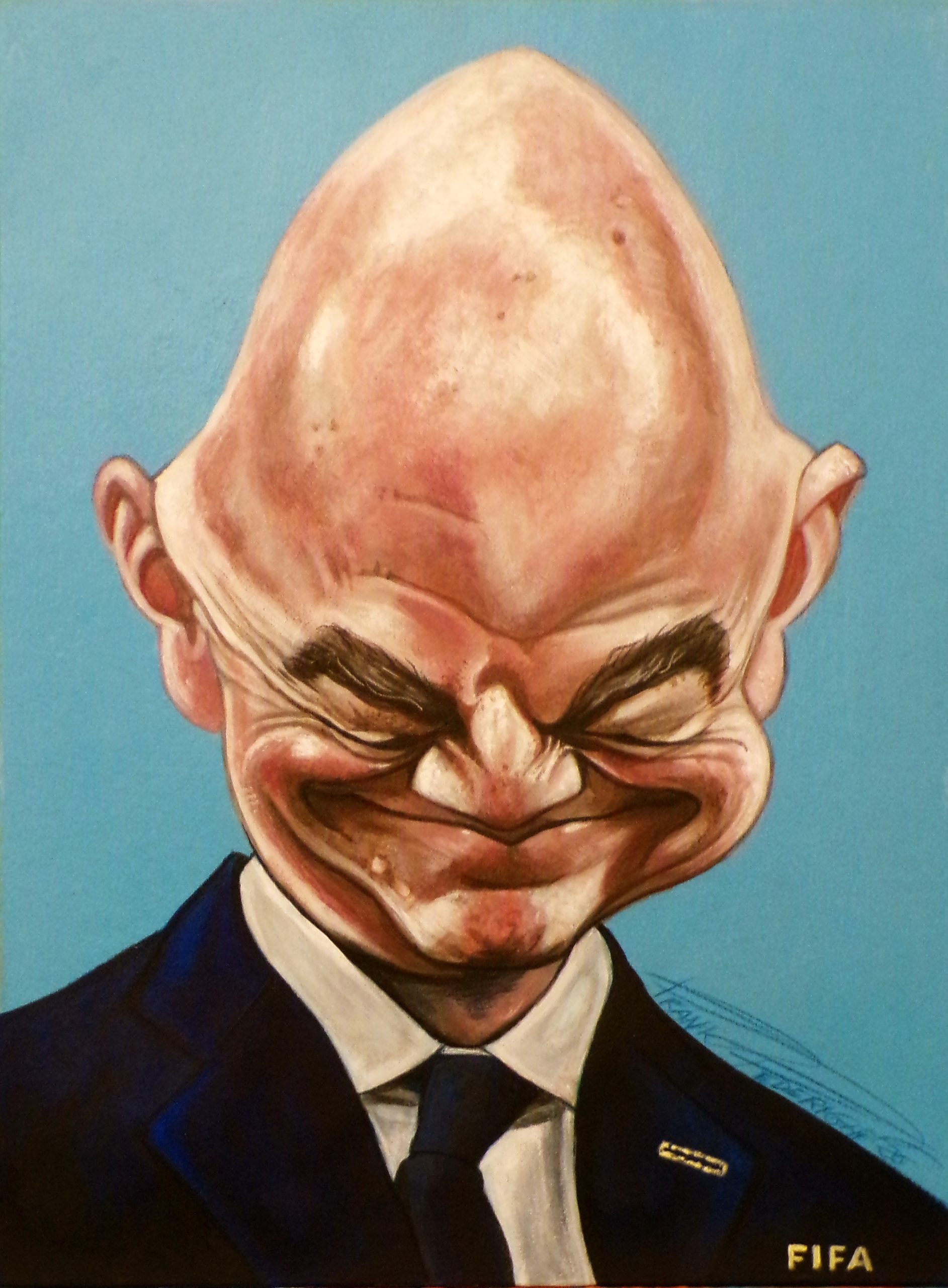Caricature by Gianni Infantino for the daily newspaper, text by Pino Corrias Caricatura di Gianni Infantino per il fatto quotidiano, testo di Pino Corrias
